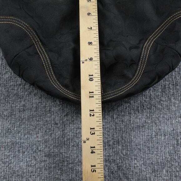 Coach Signature Jacquard Trim Hobo Shoulder Bag with Braided Strap Black 90s Y2K - Picture 6 of 7